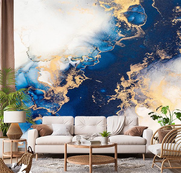 Deep Blue & Gold Marble