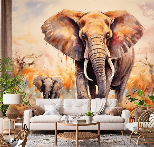 African Elephant Watercolor Painting