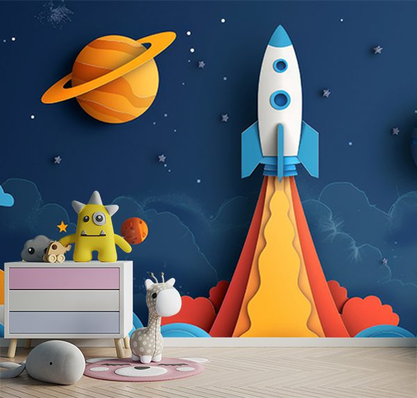 Adorable Paper-Cut Rocket Art
