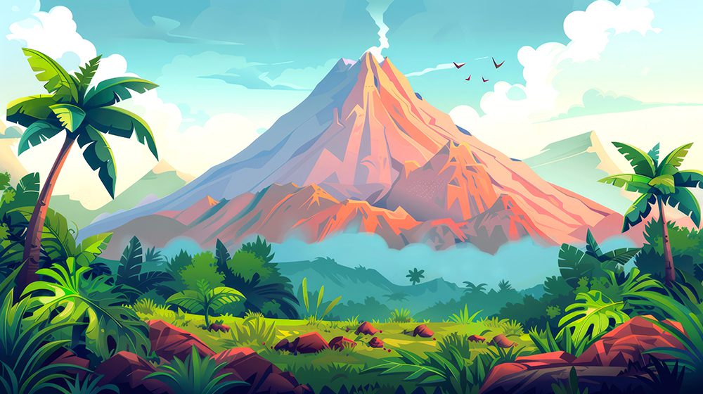 Vibrant Volcano Jungle Adventure