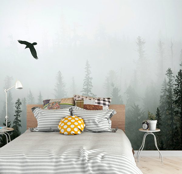 Misty Forest Raven Scene