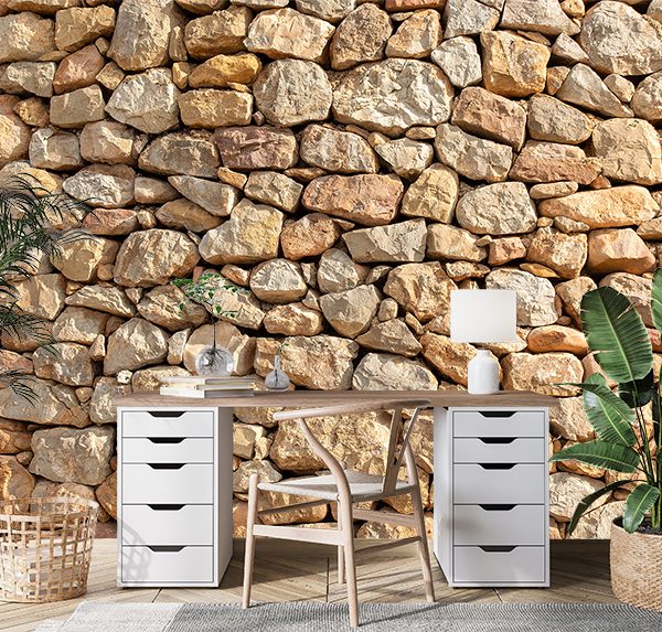 Rustic Dry-Stack Stone Wall